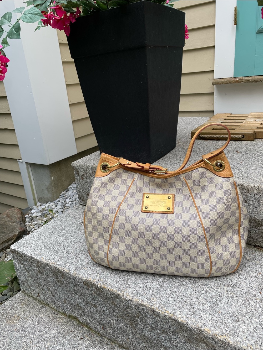 Louis Vuitton Galleria PM Hobo/Shoulder Bag in Pale Blue & Cream